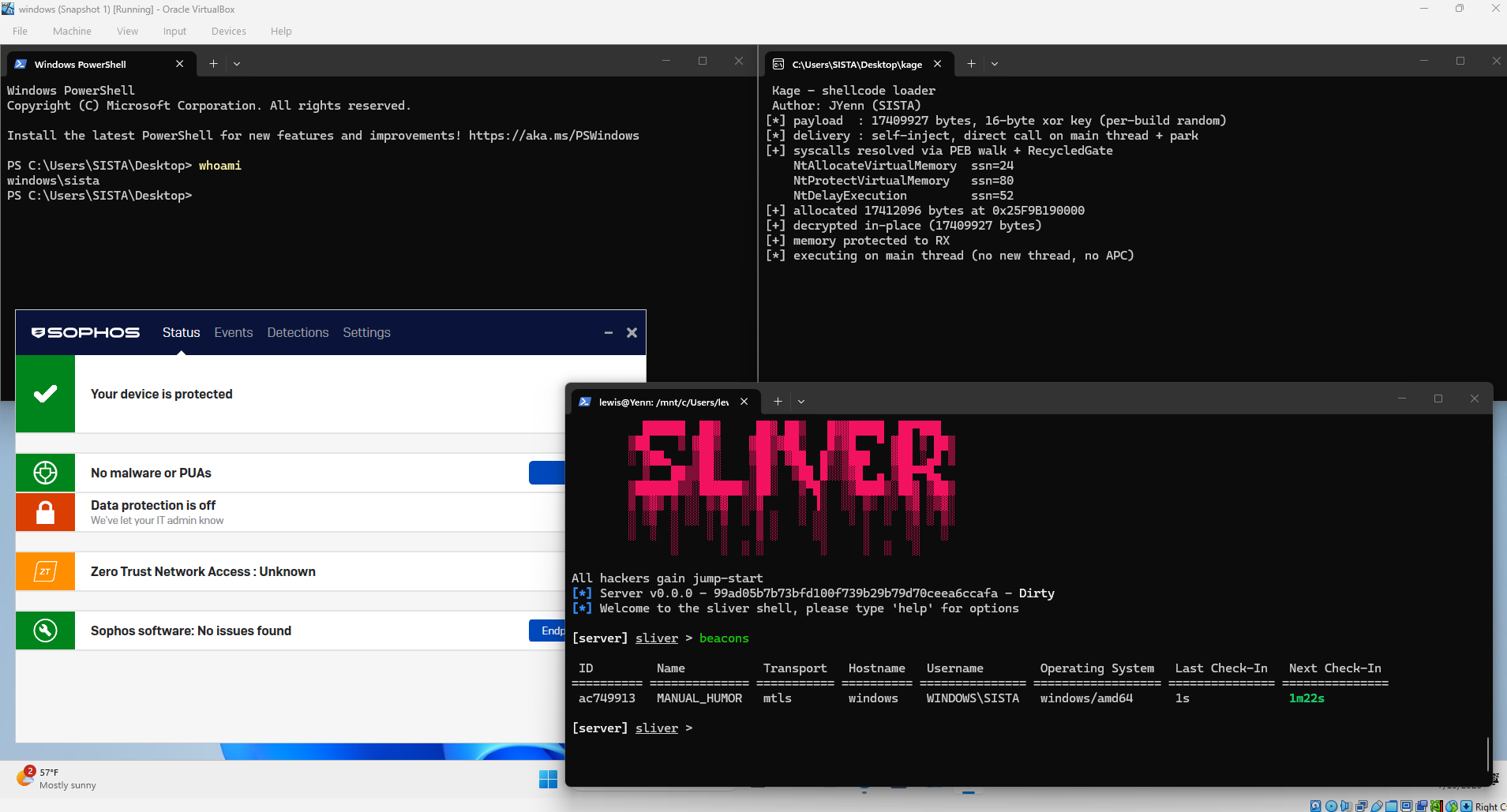 Sophos Intercept X, Kage + Valak chain running