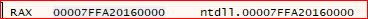 RAX = ntdll base in the register panel