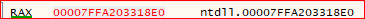 RAX = list head after the add (Ldr+0x20), x64dbg labels it in ntdll’s range