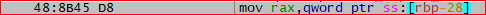 mov rax, [rbp-28] - load the first module&rsquo;s Flink